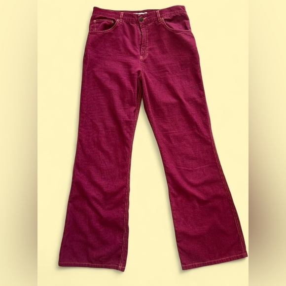 Abercrombie & Fitch Pants - Vintage Y2K Abercrombie & Fitch Corduroy Flare Pants Burgundy - Size 8